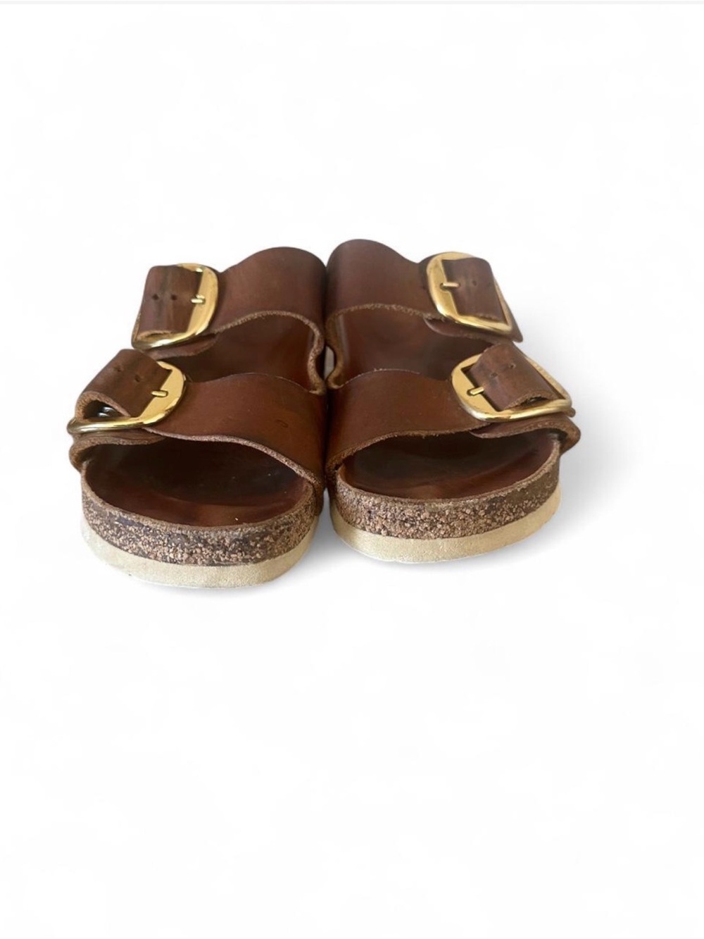 Birkenstock Cognac Brown Leather Big Buckle Sandals - Picture 2 of 5